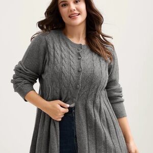 BloomChic Charcoal Cable Knit Cardigan